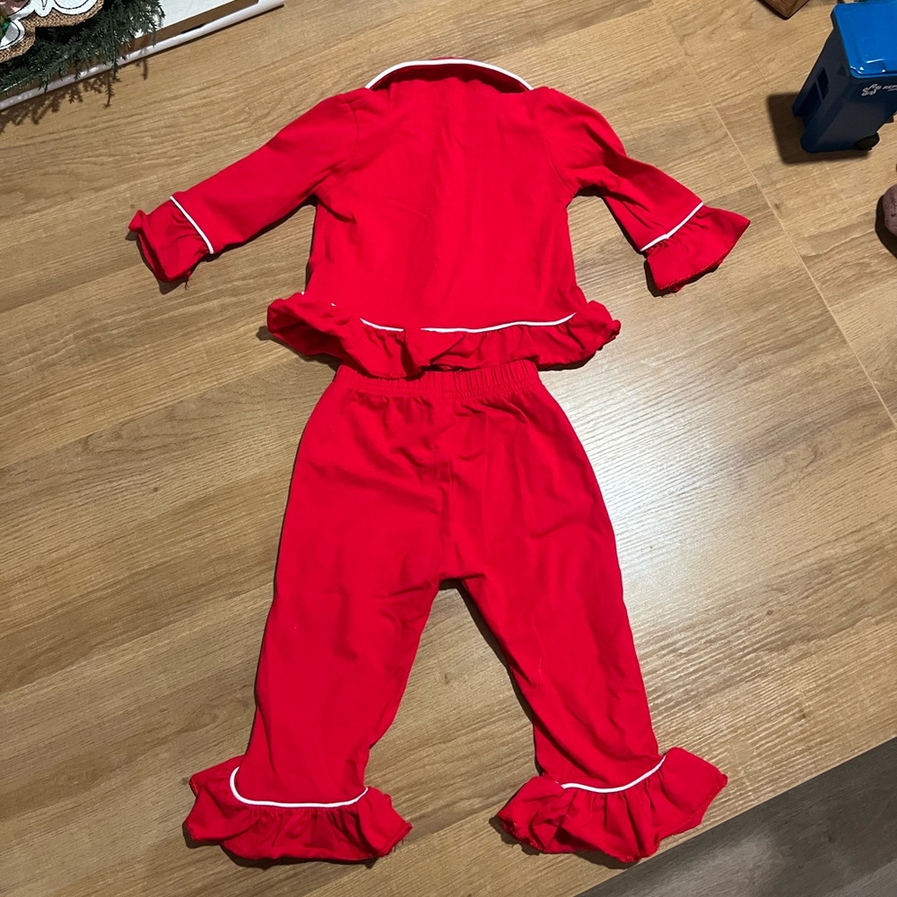 Red Ruffled Pajama Set (3-6 months) - Picture 2 of 2